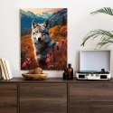 Plakat Wieloczęściowy Wilk W Naturze W Górskiej Dolinie Wśród Kwiatów Rama Aluminiowa Kolor Czarny