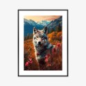 Plakat Wieloczęściowy Wilk W Naturze W Górskiej Dolinie Wśród Kwiatów Rama Aluminiowa Kolor Czarny