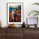 Plakat Wieloczęściowy Wilk W Naturze W Górskiej Dolinie Wśród Kwiatów Rama Aluminiowa Kolor Czarny
