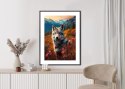 Plakat Wieloczęściowy Wilk W Naturze W Górskiej Dolinie Wśród Kwiatów Rama Aluminiowa Kolor Czarny