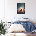 Plakat Wieloczęściowy Wilk Wyjący Na Skale Przy Księżycu Rama Aluminiowa Kolor Czarny