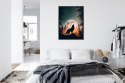 Plakat Wieloczęściowy Wilk Wyjący Na Skale Przy Księżycu Rama Aluminiowa Kolor Czarny