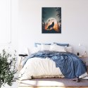 Plakat Wieloczęściowy Wilk Wyjący Na Skale Przy Księżycu Rama Aluminiowa Kolor Czarny