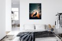 Plakat Wieloczęściowy Wilk Wyjący Na Skale Przy Księżycu Rama Aluminiowa Kolor Czarny
