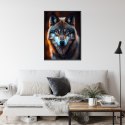 Plakat Wieloczęściowy Wilk Z Groźnymi Niebieskimi Oczami Rama Aluminiowa Kolor Czarny