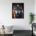 Plakat Wieloczęściowy Wilk Z Groźnymi Niebieskimi Oczami Rama Aluminiowa Kolor Czarny