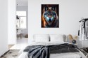 Plakat Wieloczęściowy Wilk Z Groźnymi Niebieskimi Oczami Rama Aluminiowa Kolor Czarny