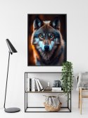 Plakat Wieloczęściowy Wilk Z Groźnymi Niebieskimi Oczami Rama Aluminiowa Kolor Czarny