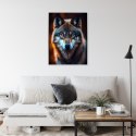 Plakat Wieloczęściowy Wilk Z Groźnymi Niebieskimi Oczami Rama Aluminiowa Kolor Czarny