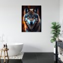 Plakat Wieloczęściowy Wilk Z Groźnymi Niebieskimi Oczami Rama Aluminiowa Kolor Czarny