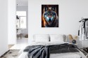 Plakat Wieloczęściowy Wilk Z Groźnymi Niebieskimi Oczami Rama Aluminiowa Kolor Czarny