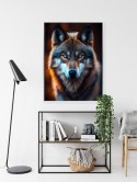 Plakat Wieloczęściowy Wilk Z Groźnymi Niebieskimi Oczami Rama Aluminiowa Kolor Czarny