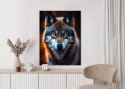 Plakat Wieloczęściowy Wilk Z Groźnymi Niebieskimi Oczami Rama Aluminiowa Kolor Czarny