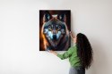 Plakat Wieloczęściowy Wilk Z Groźnymi Niebieskimi Oczami Rama Aluminiowa Kolor Czarny