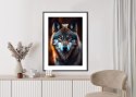 Plakat Wieloczęściowy Wilk Z Groźnymi Niebieskimi Oczami Rama Aluminiowa Kolor Czarny