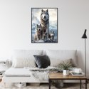Plakat Wieloczęściowy Wilki Na Ośnieżonej Skale Rama Aluminiowa Kolor Czarny