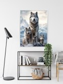Plakat Wieloczęściowy Wilki Na Ośnieżonej Skale Rama Aluminiowa Kolor Czarny