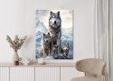 Plakat Wieloczęściowy Wilki Na Ośnieżonej Skale Rama Aluminiowa Kolor Czarny