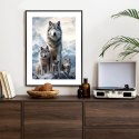 Plakat Wieloczęściowy Wilki Na Ośnieżonej Skale Rama Aluminiowa Kolor Czarny