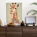 Plakat Wieloczęściowy Żyrafa W Kwiatach Rama Aluminiowa Kolor Czarny
