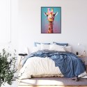 Plakat Wieloczęściowy Żyrafa W Różowej Farbie Rama Aluminiowa Kolor Czarny
