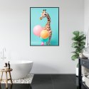 Plakat Wieloczęściowy Żyrafa Z Balonami Rama Aluminiowa Kolor Czarny