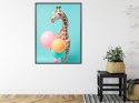 Plakat Wieloczęściowy Żyrafa Z Balonami Rama Aluminiowa Kolor Czarny