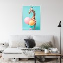 Plakat Wieloczęściowy Żyrafa Z Balonami Rama Aluminiowa Kolor Czarny