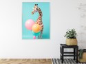 Plakat Wieloczęściowy Żyrafa Z Balonami Rama Aluminiowa Kolor Czarny