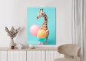Plakat Wieloczęściowy Żyrafa Z Balonami Rama Aluminiowa Kolor Czarny