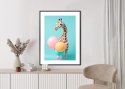 Plakat Wieloczęściowy Żyrafa Z Balonami Rama Aluminiowa Kolor Czarny
