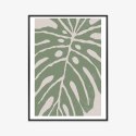 Plakat Wieloczęściowy Zielony Liść Monstera Rama Aluminiowa Kolor Czarny