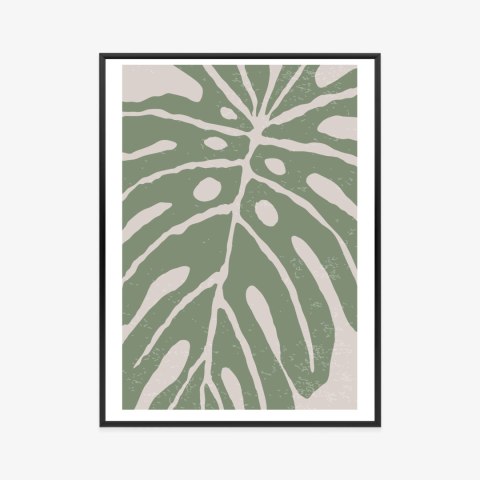 Plakat Wieloczęściowy Zielony Liść Monstera Rama Aluminiowa Kolor Czarny