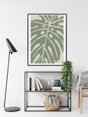 Plakat Wieloczęściowy Zielony Liść Monstera Rama Aluminiowa Kolor Czarny