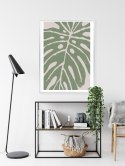 Plakat Wieloczęściowy Zielony Liść Monstera Rama Aluminiowa Kolor Czarny