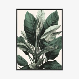 Plakat Wieloczęściowy Zielona Roślina Filodendron Rama Aluminiowa Kolor Czarny