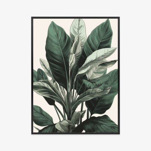 Plakat Wieloczęściowy Zielona Roślina Filodendron Rama Aluminiowa Kolor Czarny