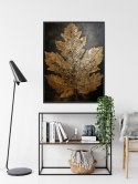 Plakat Wieloczęściowy Złoty Liść W Stylu Vintage Na Ciemnym Tle Rama Aluminiowa Kolor Czarny