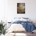 Plakat Wieloczęściowy Złoty Liść W Stylu Vintage Na Ciemnym Tle Rama Aluminiowa Kolor Czarny