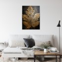 Plakat Wieloczęściowy Złoty Liść W Stylu Vintage Na Ciemnym Tle Rama Aluminiowa Kolor Czarny