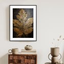 Plakat Wieloczęściowy Złoty Liść W Stylu Vintage Na Ciemnym Tle Rama Aluminiowa Kolor Czarny