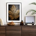 Plakat Wieloczęściowy Złoty Liść W Stylu Vintage Na Ciemnym Tle Rama Aluminiowa Kolor Czarny