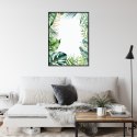 Plakat Wieloczęściowy Tropikalne Zielone Liście Akwarela Rama Aluminiowa Kolor Czarny