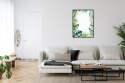 Plakat Wieloczęściowy Tropikalne Zielone Liście Akwarela Rama Aluminiowa Kolor Czarny