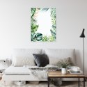 Plakat Wieloczęściowy Tropikalne Zielone Liście Akwarela Rama Aluminiowa Kolor Czarny