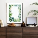 Plakat Wieloczęściowy Tropikalne Zielone Liście Akwarela Rama Aluminiowa Kolor Czarny