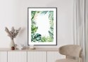 Plakat Wieloczęściowy Tropikalne Zielone Liście Akwarela Rama Aluminiowa Kolor Czarny