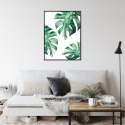 Plakat Wieloczęściowy Trzy Liście Monstery Akwarela Rama Aluminiowa Kolor Czarny