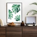 Plakat Wieloczęściowy Trzy Liście Monstery Akwarela Rama Aluminiowa Kolor Czarny