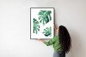 Plakat Wieloczęściowy Trzy Liście Monstery Akwarela Rama Aluminiowa Kolor Czarny
